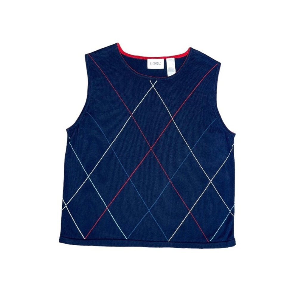 Liz Claiborne‎ Liz Golf Argyle Cotton Sweater Vest Women’s Large